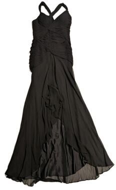 Nineteen Black Silk Evening Gown Size 8 Ruched Chiffon Formal Maxi Dress